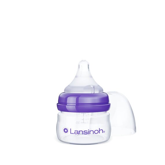 Lansinoh Babyflasche mit NaturalWave Sauger XS, 60 ml - für Frühchen und Neugeborene - Fütterung kleiner Trinkmengen - Anti Kolik Ventil & BPA frei