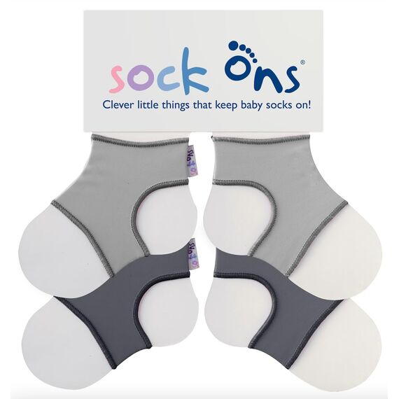 Sock Ons - Baby-Sockenhalter - 0-6 Months - 2er Pack - Grau - Amazing Value Pack - Erstaunliches Vorteilspaket - Baby-Socken immer anziehen!