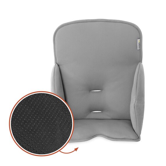 hauck Alpha Cosy, Stretch Grey - Hochstuhl Sitzverkleinerer Kissen für Babys ab 6 Monaten - Kompatibel mit Arketa, Beta+, Alpha+ Holzhochstuhl - mit Stabilisierten Seiten - Handwäsche