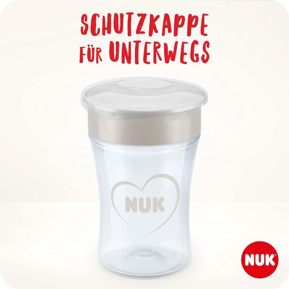 NUK Magic Cup Trinklernbecher | 8+ Monate | 230 ml | auslaufsicherer 360°-Trinkrand | BPA-frei | blauer Igel