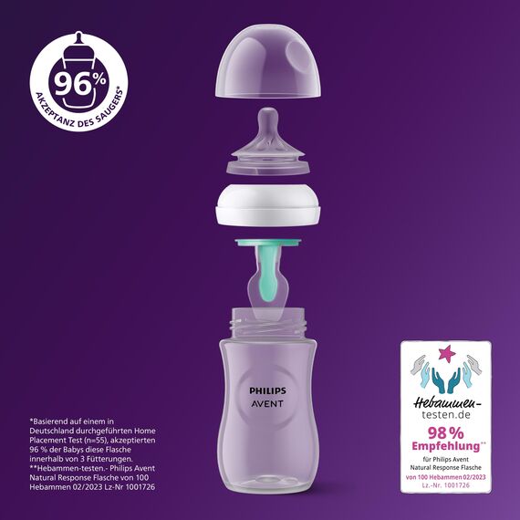 Philips AVENT Babyflaschen Natural Response – Babyfläschchen mit AirFree Ventil, 125 ml, BPA-frei, für Neugeborene ab 0 Monaten (Modell SCY670/01)