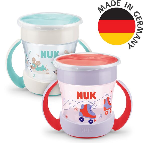 NUK Mini Magic Cup Trinklernbecher | auslaufsicherer 360°-Trinkrand | ab 6 Monaten | praktische Griffe | BPA-frei | 160 ml | Mädchen | 2 Stück