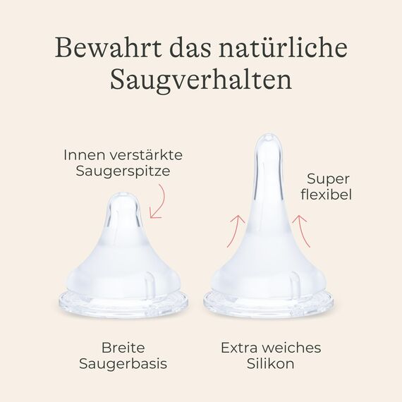 Lansinoh Babyflaschen mit NaturalWave Sauger Gr. M, 240 ml - Doppelpack - neues kompaktes Design für verbesserte Stabilität - mit stapelbarem Deckel