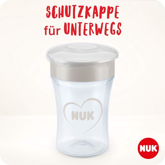 NUK Magic Cup Trinklernbecher | auslaufsicherer 360°-Trinkrand | 8+ Monate | BPA-frei | 230 ml | Herz (neutral)