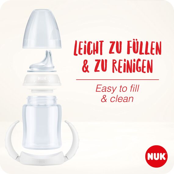 NUK First Choice+ Trinklernflasche | 6–18 Monate | 150 ml | Temperature Control Anzeige | Anti-Colic-Ventil | auslaufsichere Trinkschnabel | Ergonomische Griffe | BPA-frei | Disney Winnie Puuh blau