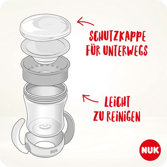 NUK Mini Magic CupNight Trinklernbecher | 6+ Monate | 160 ml | 360°-Auslaufschutz-Rand zum Trinken von jeder Seite |Leuchtet im Dunkeln | Griffe für einfaches Halten | BPA-frei| Häschen(rosa) |2 Stück