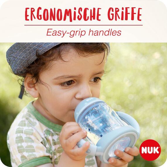 NUK First Choice+ Trinklernflasche | 6–18 Monate | 150 ml | Temperature Control Anzeige | Anti-Colic-Ventil | auslaufsichere Trinkschnabel | Ergonomische Griffe | BPA-frei | Disney Winnie Puuh blau