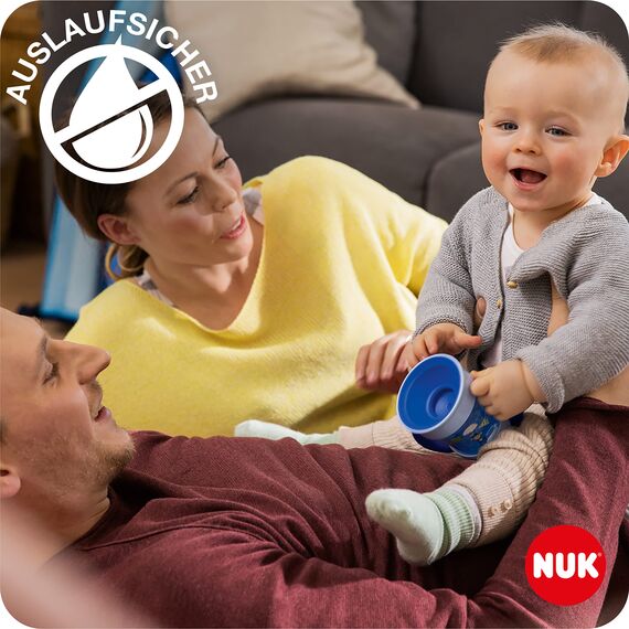 NUK Mini Magic Cup Trinklernbecher | auslaufsicherer 360°-Trinkrand | ab 6 Monaten | praktische Griffe | BPA-frei | 160 ml | rote Rollschuhe