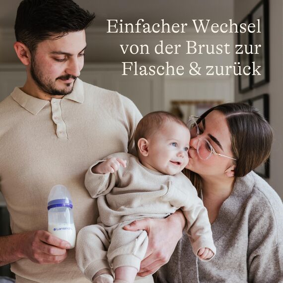 Lansinoh Babyflasche mit NaturalWave Sauger XS, 60 ml - für Frühchen und Neugeborene - Fütterung kleiner Trinkmengen - Anti Kolik Ventil & BPA frei