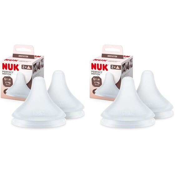 NUK Perfect Match Babyflaschentrinksauger | Ab 6 Monate | Passt sich dem Baby an | Anti-Colic | BPA-frei | Silikonsauger für Flaschen, Universal | 2 Stück (Packung mit 2)