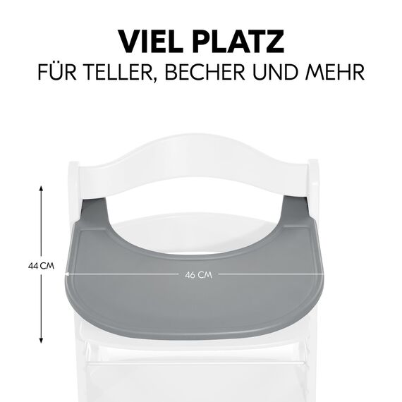 hauck Click Tray, Grey - Klick Essbrett für Alpha+ & Beta+ Holzhochstuhl - Werkzeuglose Montage auf Schutzbügel - Pflegeleichtes & GRS Zertifiziertes Kunststoff - für Baby & Kinder 6-36 Monaten