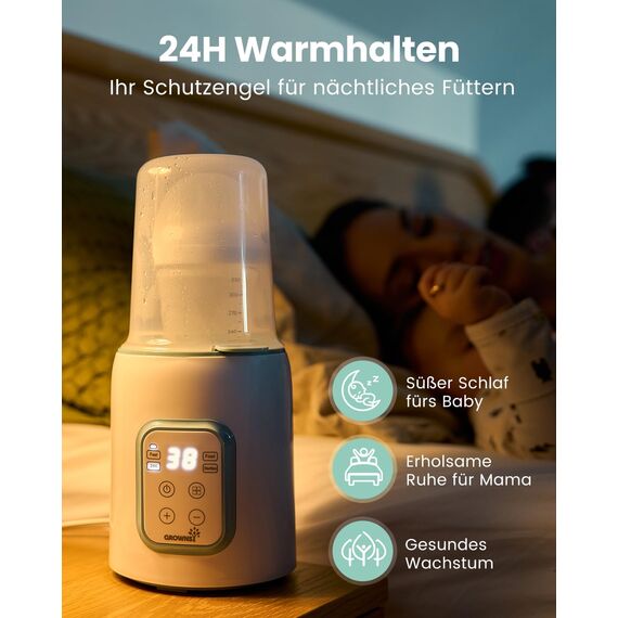 GROWNSY Flaschenwärmer baby Sterilisator für babyflaschen 8-in-1Fast Babynahrungsheizung Warmhalten von Babynahrung & Abtauung BPA-freier Fläschchenwärmer,Babykostwärmer mit LCD-Display