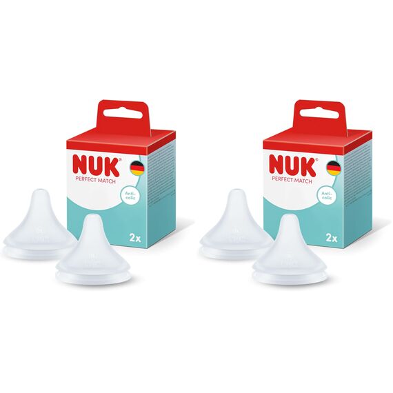 NUK Perfect Match Babyflaschensauger | Ab 6+ Monaten | Anti-Kolik-Flaschensauger | Silikon | XL | 2 Stück (Packung mit 2)