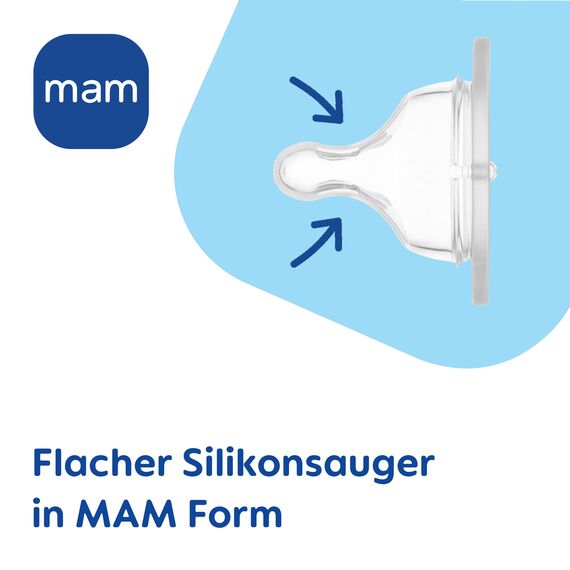 MAM Sauger Größe 2 im Doppelpack, Flaschensauger (Durchflussrate mittel), weicher Trinksauger passend für Flaschen/Trainer, ab 4+ Monate