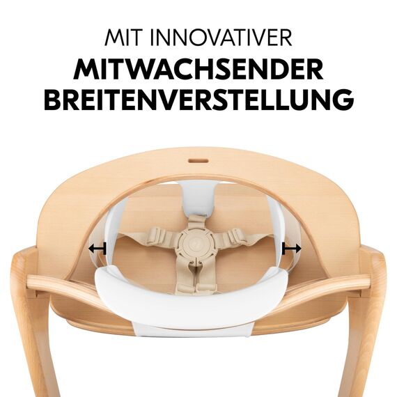 hauck Highchair Baby Seat, White - Sitzverkleinerer für Holzhochstuhl Alpha+, Beta+ & Arketa, 6-24 Monaten, Ergonomisch & Mitwachsend, Werkzeuglose Montage