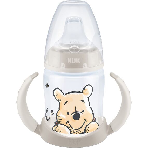 NUK First Choice+ Trinklernflasche | 6–18 Monate | 150 ml | Temperature Control Anzeige | Anti-Colic-Ventil | auslaufsichere Trinkschnabel | Ergonomische Griffe | BPA-frei | Disney Winnie Puuh neutral