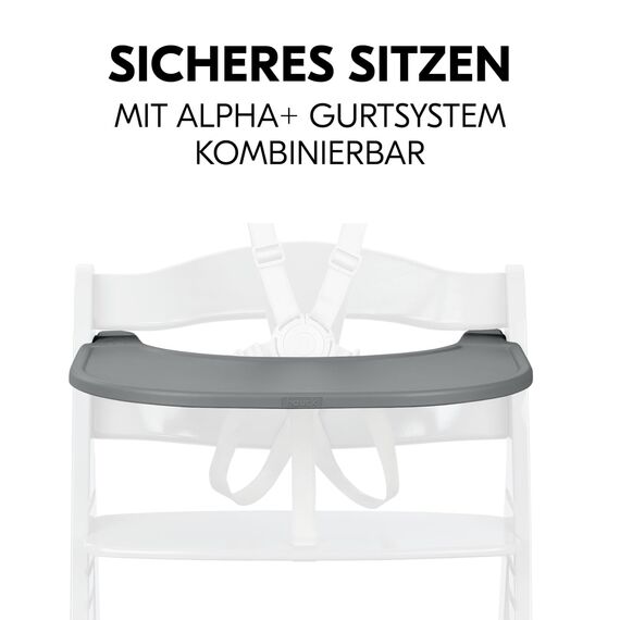 hauck Click Tray, Grey - Klick Essbrett für Alpha+ & Beta+ Holzhochstuhl - Werkzeuglose Montage auf Schutzbügel - Pflegeleichtes & GRS Zertifiziertes Kunststoff - für Baby & Kinder 6-36 Monaten
