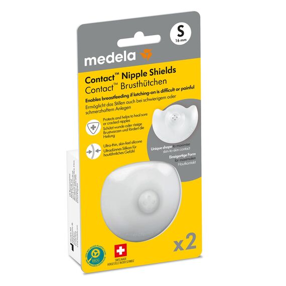 Medela Contact Brusthütchen zum Stillen – 16 mm – Zum Schutz bei wunden oder rissigen Brustwarzen und zur Unterstützung beim Anlegen – BPA-frei – 2er Pack