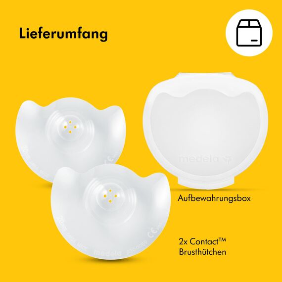 Medela Contact Brusthütchen zum Stillen – 16 mm – Zum Schutz bei wunden oder rissigen Brustwarzen und zur Unterstützung beim Anlegen – BPA-frei – 2er Pack