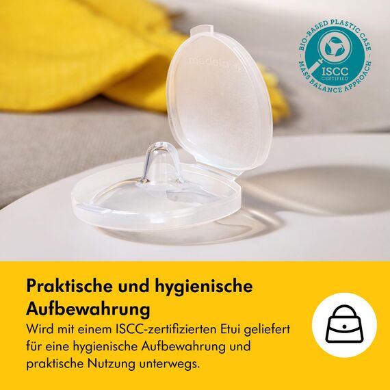 Medela Contact Brusthütchen aus Silikon – Weiches, ultradünnes Design – BPA-frei – 1 Packung mit 2 Hütchen (20 mm) und Aufbewahrungsbox