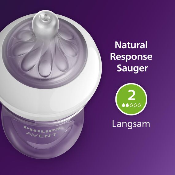 Philips AVENT Babyflaschen Natural Response – 2x Babyflaschen, 125 ml, für Neugeborene ab 0 Monaten, BPA-frei (Modell SCY900/02)