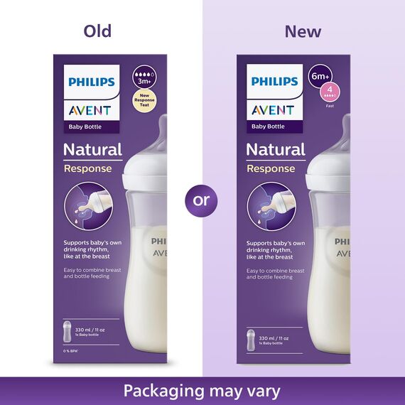 Philips AVENT Babyflasche Natural Response – Babyflasche, 330 ml, BPA-frei, für Babys ab 3 Monaten (Modell SCY906/01)