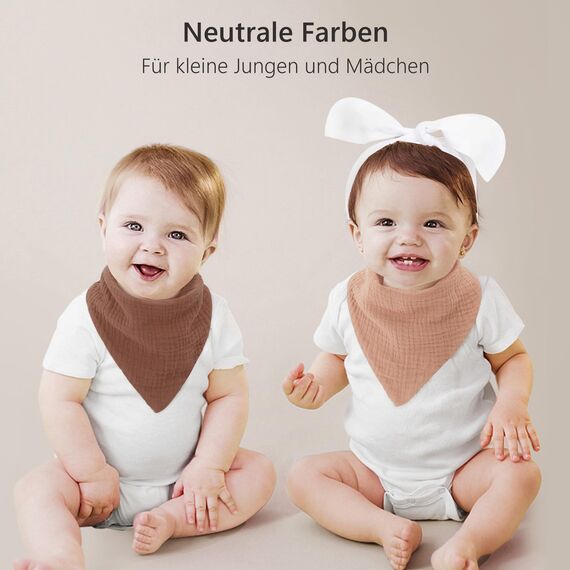 Bearmoss Lätzchen Baby Dreieckstuch Musselin Halstuch Baby für Junge und Mädchen,100% Baumwolle Verstellbare 8 Stück (Kokosnuss-Mocca)