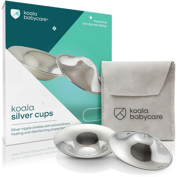 Koala Babycare Silberhütchen - 2 Stück - Stillhütchen Standardgröße Silber für maximale Resistenz - Brustwarzenschutz für empfindliche und schmerzende Brustwarzen