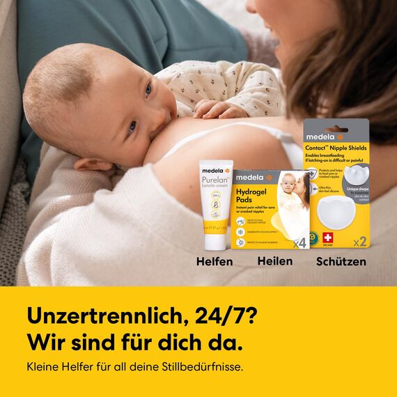Medela Contact Brusthütchen zum Stillen – 16 mm – Zum Schutz bei wunden oder rissigen Brustwarzen und zur Unterstützung beim Anlegen – BPA-frei – 2er Pack