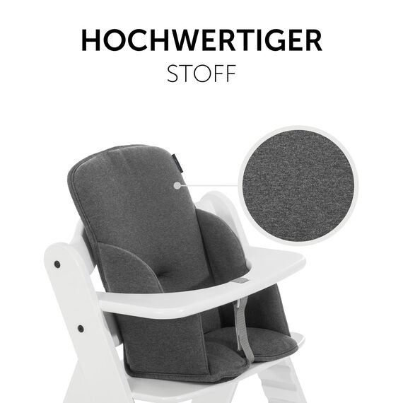 hauck Alpha Cosy, Dunkelgrau - Hochstuhl Sitzverkleinerer Kissen für Babys ab 6 Monaten - Kompatibel mit Arketa, Beta+, Alpha+ Holzhochstuhl - mit Stabilisierten Seiten - Handwäsche
