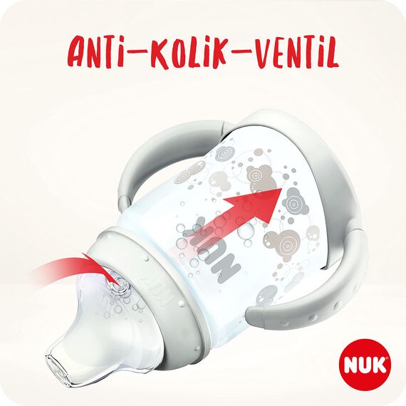 NUK First Choice+ Trinklernflasche | 6–18 Monate | 150 ml | Temperature Control Anzeige | Anti-Colic-Ventil | auslaufsichere Trinkschnabel | Ergonomische Griffe | BPA-frei | Disney Winnie Puuh rosa
