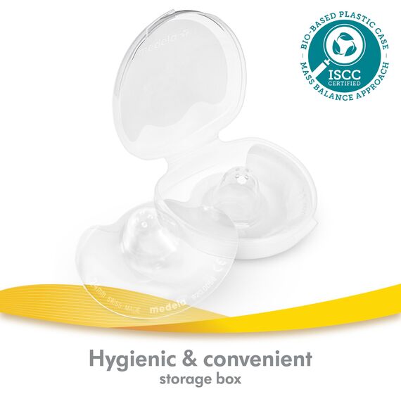 Medela Contact Brusthütchen aus Silikon – Weiches, ultradünnes Design – BPA-frei – 1 Packung mit 2 Hütchen (16 mm) und Aufbewahrungsbox (Packung mit 2)