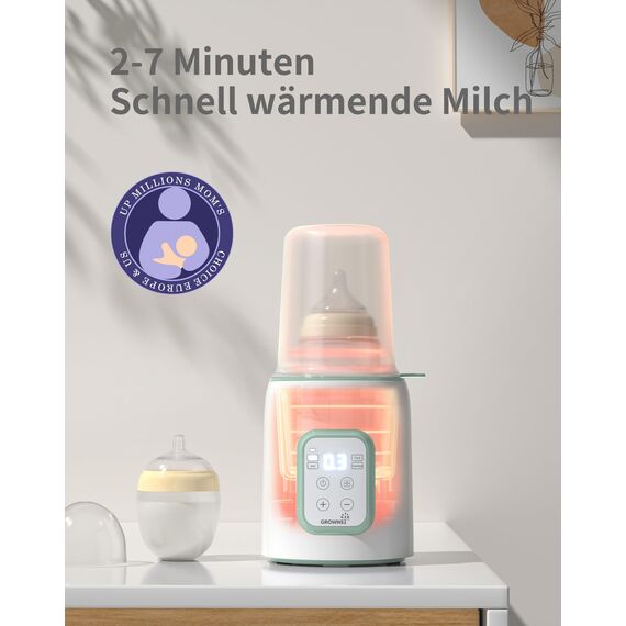 GROWNSY Flaschenwärmer baby Sterilisator für babyflaschen 8-in-1Fast Babynahrungsheizung Warmhalten von Babynahrung & Abtauung BPA-freier Fläschchenwärmer,Babykostwärmer mit LCD-Display