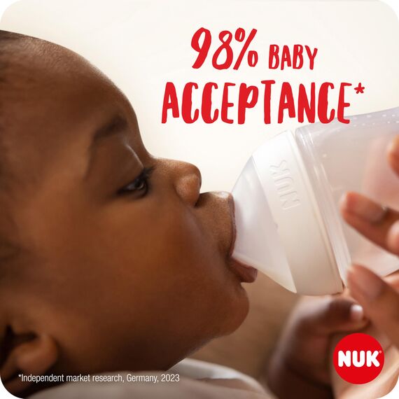 NUK Perfect Match Babyflaschentrinksauger | Ab 3 Monate | Passt sich dem Baby an | Anti-Colic | BPA-frei | Silikonsauger für Flaschen, Medium | 2 Stück (Packung mit 2)