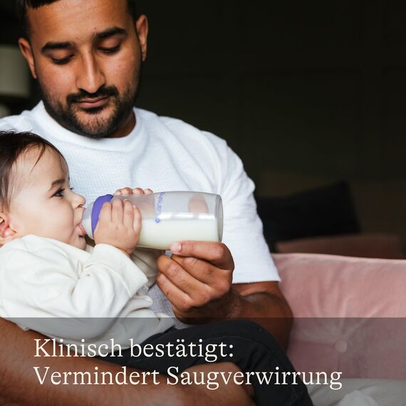 Lansinoh Babyflaschen mit NaturalWave Sauger L, 330 ml - Doppelpack - für Babys ab 6 Monate - Anti Kolik Ventil & BPA frei