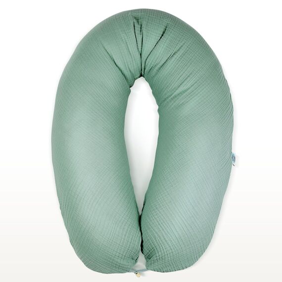 sei Design XXL Stillkissen 190x35 cm mit Musselin-Bezug ergonomisch. Schwangerschaftskissen Seitenschläferkissen Komfortkissen für Erwachsene. Stillkissenbezug aus 100% Baumwolle [ Bio-Baumwolle ]