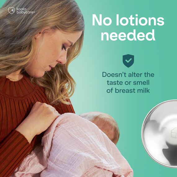 Koala Babycare Silberhütchen - 2 Stück - Stillhütchen Standardgröße Silber für maximale Resistenz - Brustwarzenschutz für empfindliche und schmerzende Brustwarzen