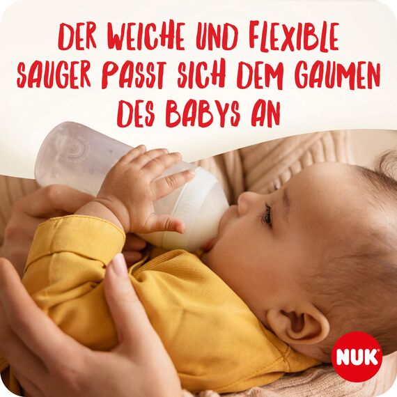 NUK Perfect Match Babyflaschentrinksauger | Ab 0 Monate | Passt sich dem Baby an | Anti-Colic | BPA-frei | Silikonsauger für Flaschen, Small | 2 Stück