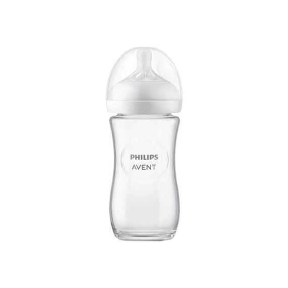 Philips AVENT Babyflasche Natural Response aus Glas – Babyflasche, 240 ml, BPA-frei, für Neugeborene ab 1 Monat (Modell SCY933/01)