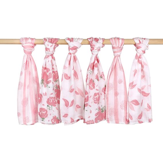 GLLQUEN BABY Musselintücher für Babys, 6 Stück Spucktücher aus Baumwolle 70 cm x 70 cm, saugfähig und atmungsaktiv und ideal zum Reinigen, Abwischen und Abdecken von Neugeborenen