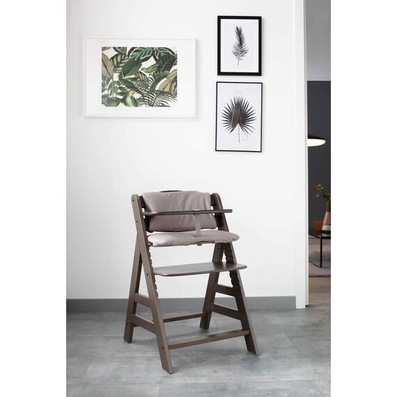 hauck Sitzkissen Kompatibel mit Alpha+, Beta+ und Arketa Holzhochstuhl Highchair Pad Deluxe, Einfache Befestigung mit Klettverschluss, Maschinenwaschbar (Stretch Beige)