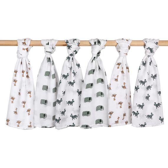 GLLQUEN BABY Musselintücher für Babys, 6 Stück Spucktücher aus Baumwolle 70 cm x 70 cm, saugfähig und atmungsaktiv und ideal zum Reinigen, Abwischen und Abdecken von Neugeborenen