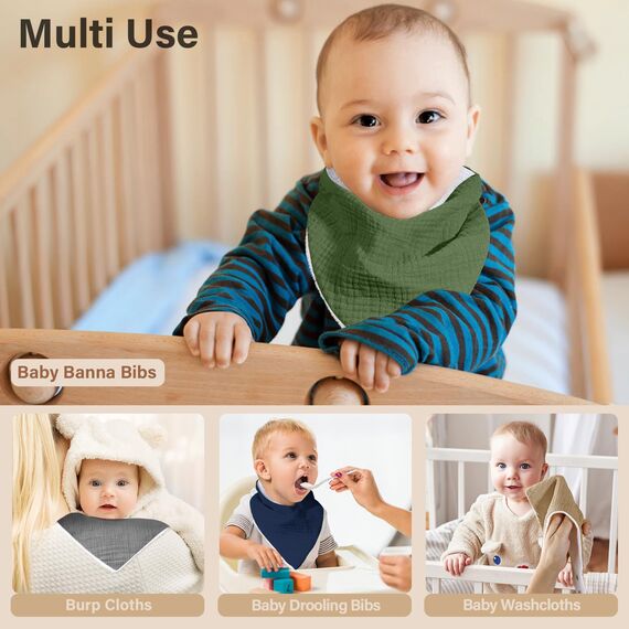 NISXABEBE Lätzchen Baby Dreieckstuch Musselin Halstuch Babies für Junge und Mädchen,Sabberlätzchen Baby Verstellbare 6 Stück