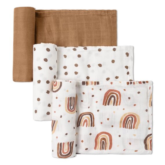 GLLQUEN Musselintücher für Babys, 3 Stück Spucktücher aus Baumwolle 70 cm x 70 cm, saugfähig und atmungsaktiv und ideal zum Reinigen, Abwischen und Abdecken von Neugeborenen