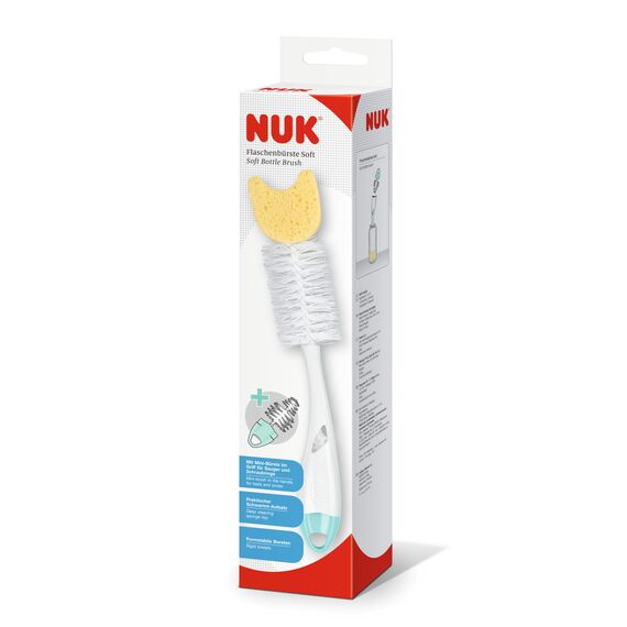 NUK 2 in 1 Flaschenbürste Twist | für die gründliche und schonende Reinigung von Babyflaschen | inklusive Saugerbürste | 1 Stück