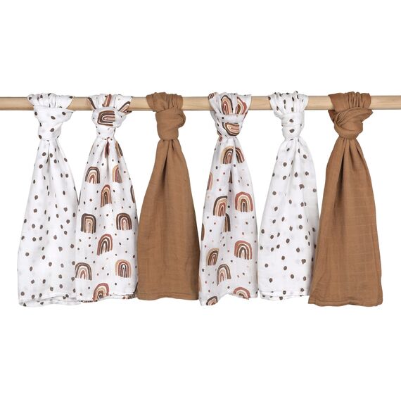 GLLQUEN BABY Musselintücher für Babys, 6 Stück Spucktücher aus Baumwolle 70 cm x 70 cm, saugfähig und atmungsaktiv und ideal zum Reinigen, Abwischen und Abdecken von Neugeborenen (Packung mit 2)