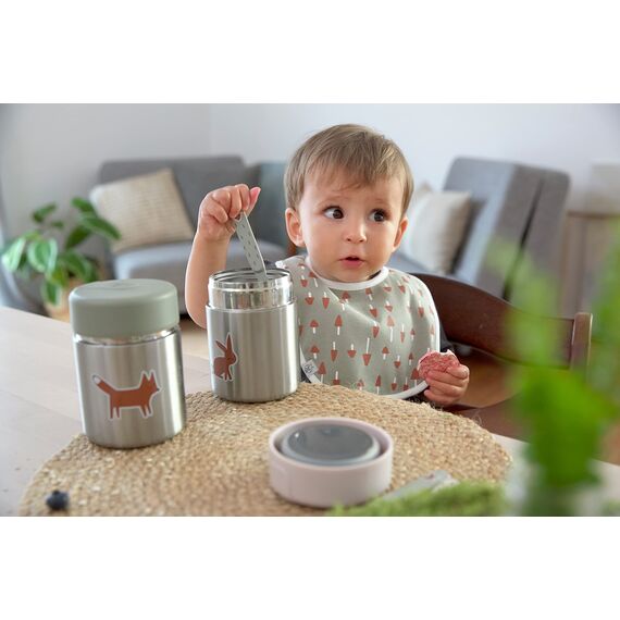 LÄSSIG Baby Kinder Thermo Warmhaltebox Brei Snacks auslaufsicher Edelstahl 315 ml/Food Jar Little Forest Fox