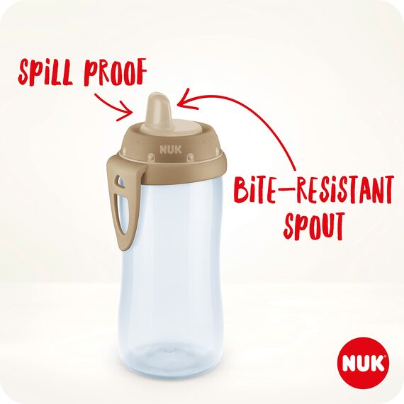 NUK Kiddy Cup Night Trinkbecher für Kleinkinder | 12+ Monate | 300 ml | Auslaufsicheres, verstärktes Mundstück | Leuchtet im Dunkeln | Clip & Schutzkappe | BPA-frei | Lila