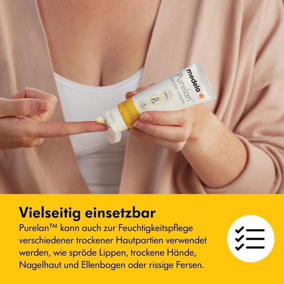 Medela Purelan Lanolin Brustwarzensalbe 37 g – Schnelle Linderung bei beanspruchten Brustwarzen und trockener Haut