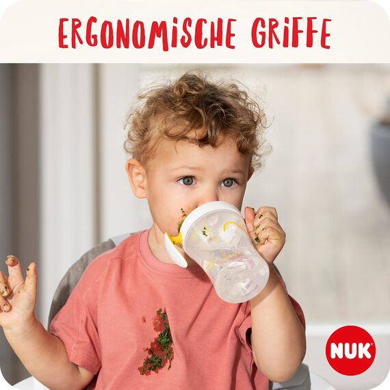 NUK Trainer Cup Trinklernbecher | auslaufsicherer Becher mit weichem Trinkschnabel & ergonomischen Griffen | 6+ Monate | 230 ml | BPA-frei | blaues Zebra, Kunststoff
